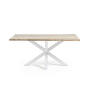 KAVE HOME Argo bord i ekfaner med vitkalkad finish och vita stlben, 160 x 90 cm