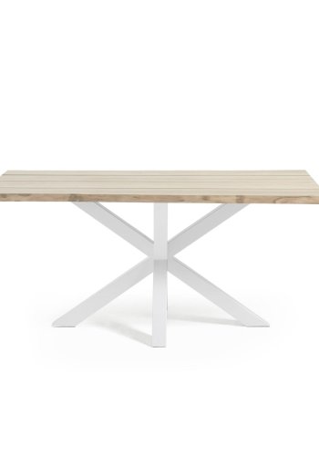 KAVE HOME Argo bord i eikefiner med hvitkalket overflate og ben i hvitt stl, 160 x 90 cm