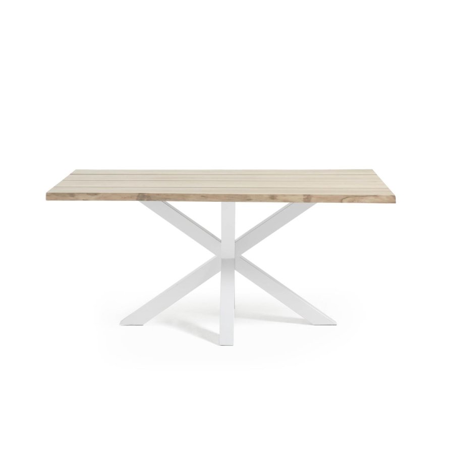 KAVE HOME Argo bord i eikefiner med hvitkalket overflate og ben i hvitt stl, 160 x 90 cm