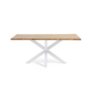KAVE HOME Argo bord i ekfaner med naturlig finish och stlben med vit finish 160 x 90 cm