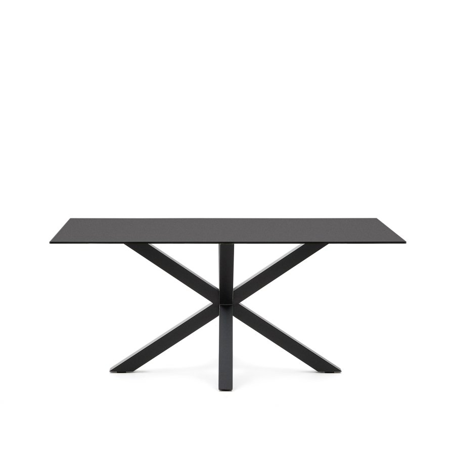KAVE HOME Argo bord med svart glass og svarte stlben 160 x 190 cm