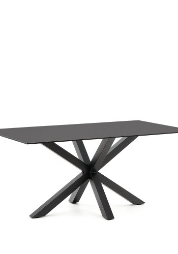 KAVE HOME Argo bord med svart glass og svarte stlben 160 x 190 cm