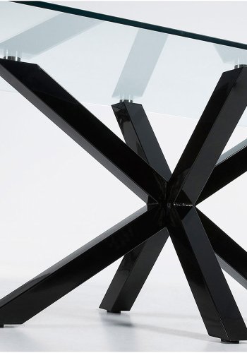KAVE HOME Arya spisebord - klart glass og sort stl (160x90)