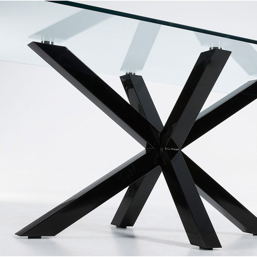 KAVE HOME Arya spisebord - klart glass og sort stl (160x90)