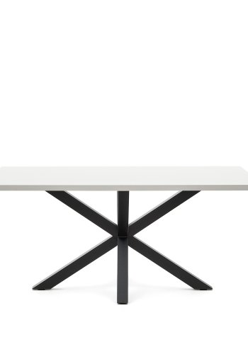 KAVE HOME Argo bord i melamin med hvit utfrelse og stlben med sort utfrelse 160 x 100 cm
