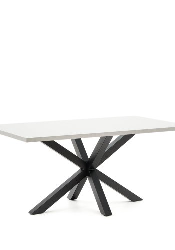 KAVE HOME Argo bord i melamin med hvit utfrelse og stlben med sort utfrelse 160 x 100 cm