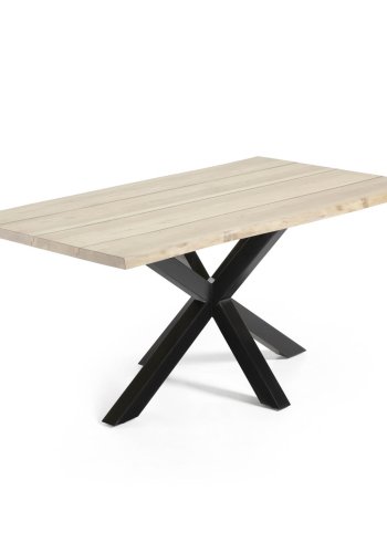 KAVE HOME Argo bord i hvitkalket eik med st�lben med sort finish 160 x 90 cm