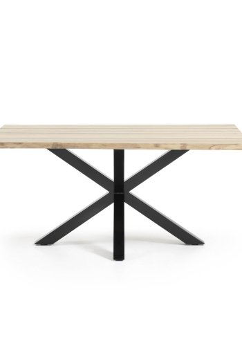 KAVE HOME Argo bord i hvitkalket eik med st�lben med sort finish 160 x 90 cm