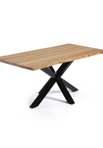 KAVE HOME Argo eikefinerbord med naturlig finish og st�lben med sort finish 160 x 90 cm