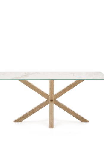 KAVE HOME Argo spisebord, rektangulrt - hvit Kalos keramikk og stl med treeffekt (160x90)