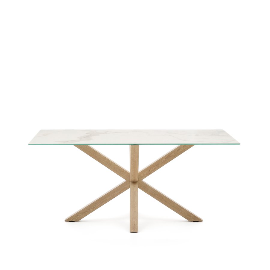 KAVE HOME Argo spisebord, rektangulrt - hvit Kalos keramikk og stl med treeffekt (160x90)