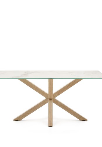 KAVE HOME Argo spisebord, rektangulrt - hvit Kalos keramikk og stl med treeffekt (160x90)