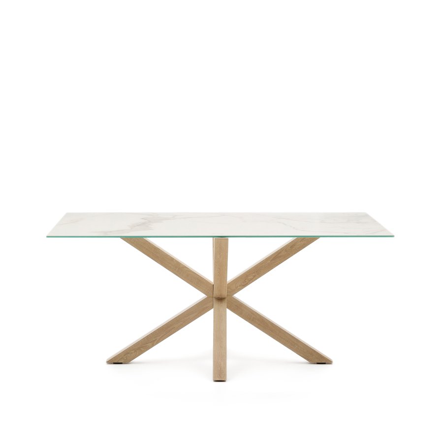 KAVE HOME Argo spisebord, rektangulrt - hvit Kalos keramikk og stl med treeffekt (160x90)