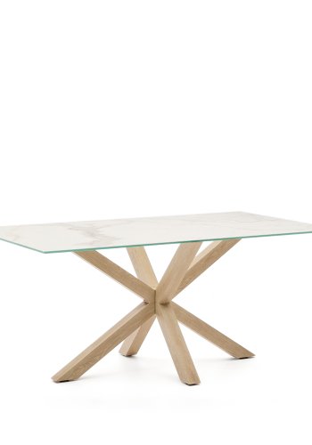 KAVE HOME Argo spisebord, rektangulrt - hvit Kalos keramikk og stl med treeffekt (160x90)