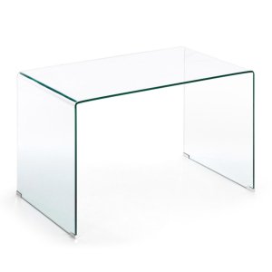 KAVE HOME Burano skrivebord, rektangulrt - klart glass (125x70)