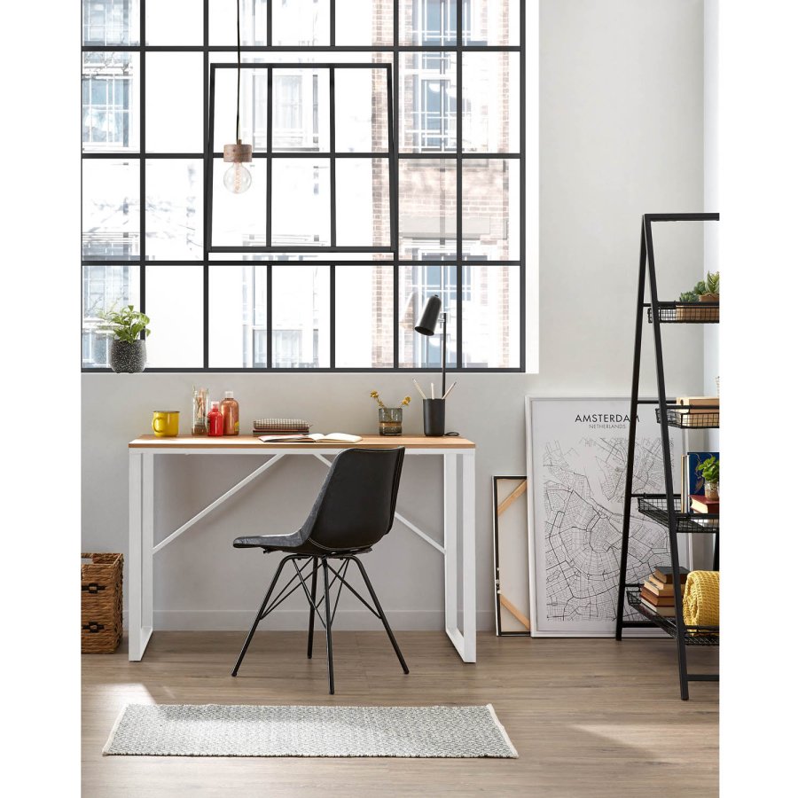 KAVE HOME Lisbet skrivebord - hvit/natur metall/MDF, rektangulr (120x60)