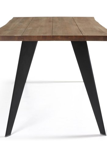 KAVE HOME Koda bord i eikefiner med slitt overflate og svarte stlben, 180 x 100 cm