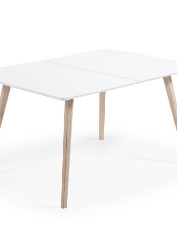KAVE HOME Eunice spisebord, m. 2 tilleggsplater og pose - hvit MDF og ask (140(220)x90)