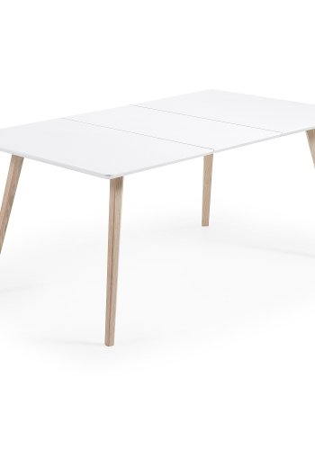 KAVE HOME Eunice spisebord, m. 2 tilleggsplater og pose - hvit MDF og ask (140(220)x90)