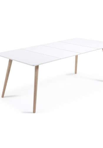 KAVE HOME Eunice spisebord, m. 2 tilleggsplater og pose - hvit MDF og ask (140(220)x90)