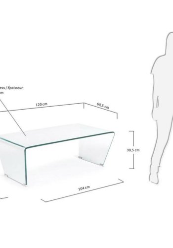 KAVE HOME Burano salongbord, rektangulrt - klart glass (120x60)