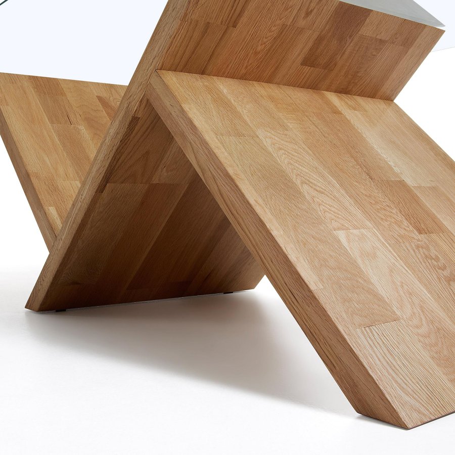 KAVE HOME Waley salongbord, rektangulrt - klart glass og naturlig eik (120x70)