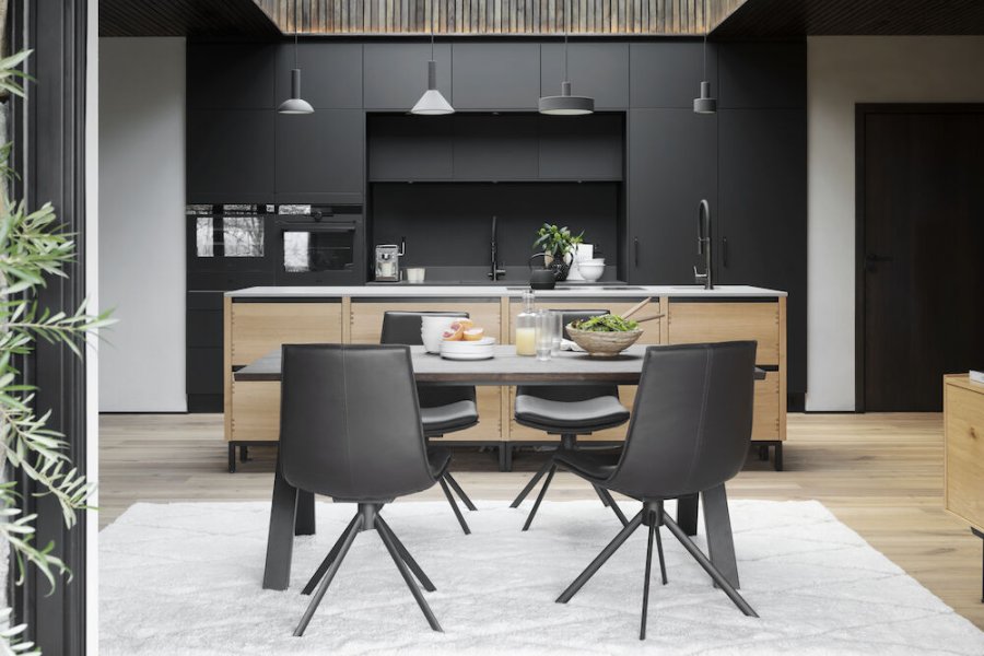 ROWICO Carradale spisebord, m. udtrk - brun eg og sort metal (170x100)