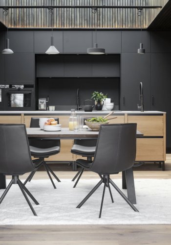 ROWICO Lowell svingstol - brunt skinn og svart metall