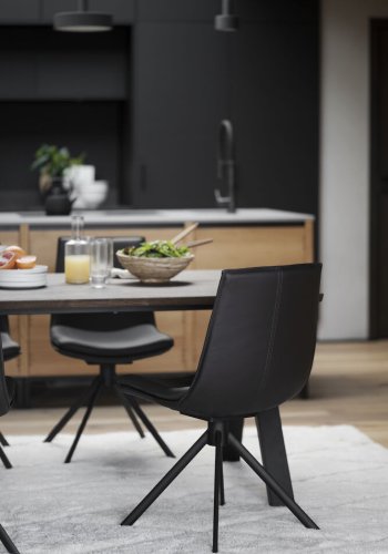 ROWICO Lowell svingstol - brunt skinn og svart metall