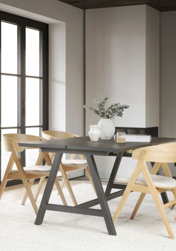 ROWICO Waterton spisebordstol, m. armlener - beige stoff og naturlig eik