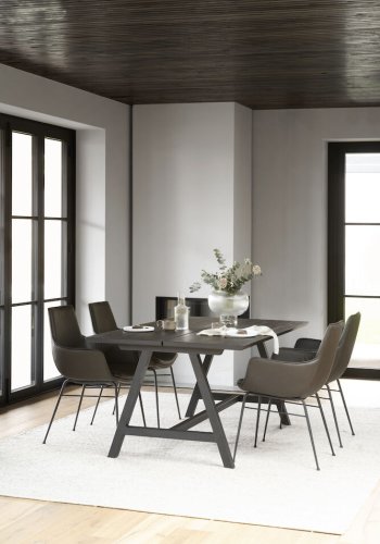 ROWICO Carradale spisebord, m. udtrk - sort eg og sort metal (170x100)