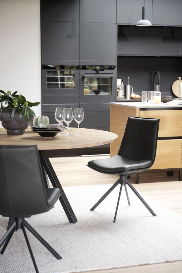 ROWICO Carradale spisebord, rund - natur eg og sort metal (150)