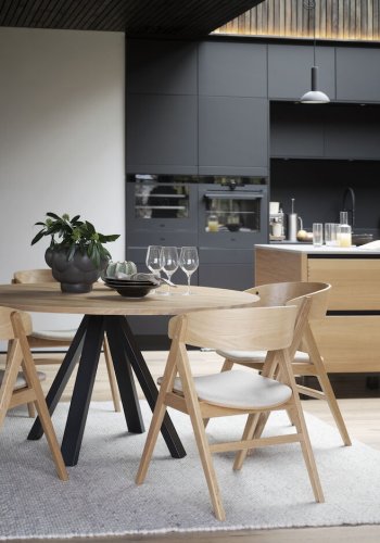 ROWICO Carradale spisebord, rund - natur eg og sort metal (150)