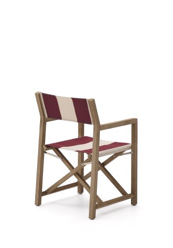 KAVE HOME Vilara burgunder- og beigestripete utestol laget av FSC 100 % heltre akasie