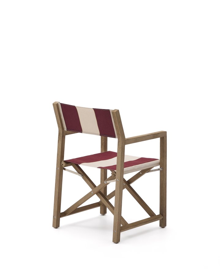 KAVE HOME Vilara burgunder- og beigestripete utestol laget av FSC 100 % heltre akasie