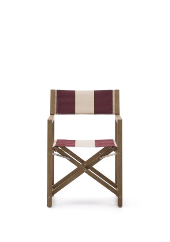 KAVE HOME Vilara burgunder- og beigestripete utestol laget av FSC 100 % heltre akasie