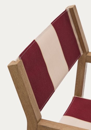 KAVE HOME Vilara burgunder- og beigestripete utestol laget av FSC 100 % heltre akasie