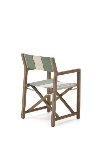 KAVE HOME Vilara grnn og beige stripete utendrs klappstol laget av FSC 100 % heltre akasie