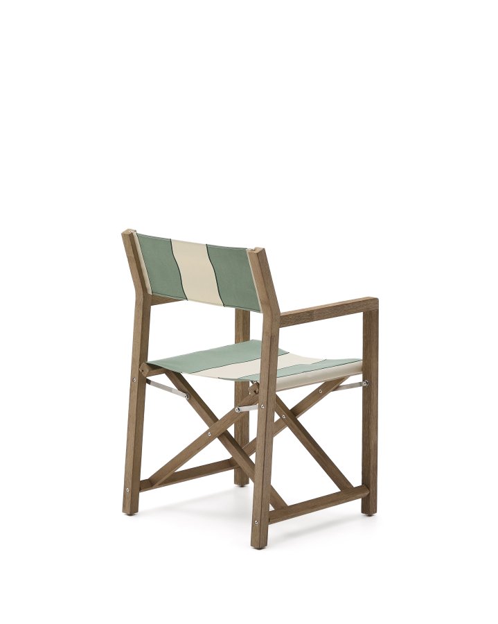 KAVE HOME Vilara grnn og beige stripete utendrs klappstol laget av FSC 100 % heltre akasie