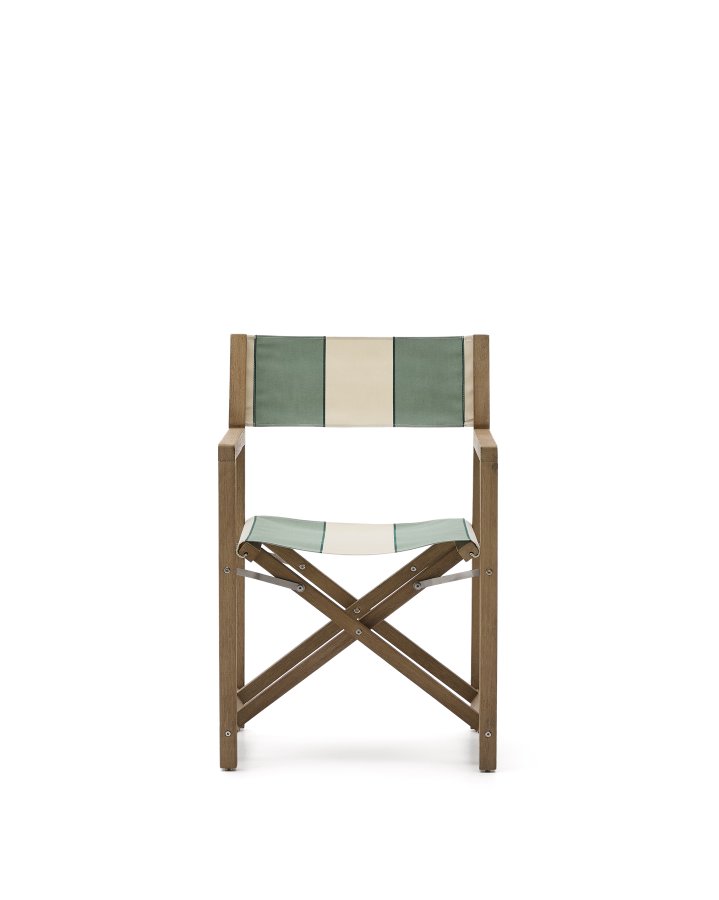 KAVE HOME Vilara grnn og beige stripete utendrs klappstol laget av FSC 100 % heltre akasie