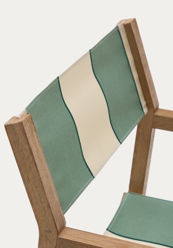 KAVE HOME Vilara grnn og beige stripete utendrs klappstol laget av FSC 100 % heltre akasie