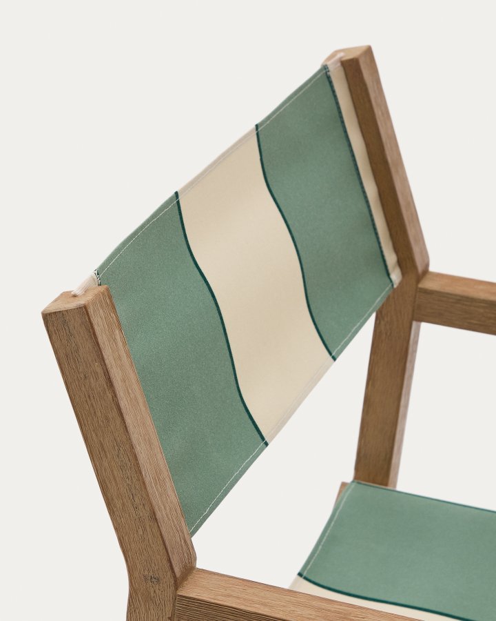 KAVE HOME Vilara grnn og beige stripete utendrs klappstol laget av FSC 100 % heltre akasie