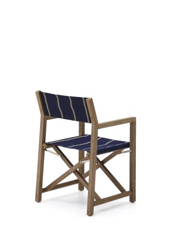 KAVE HOME Vilara bl og beige stripete utendrs klappstol laget av FSC 100 % heltre akasie
