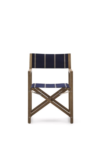 KAVE HOME Vilara bl og beige stripete utendrs klappstol laget av FSC 100 % heltre akasie