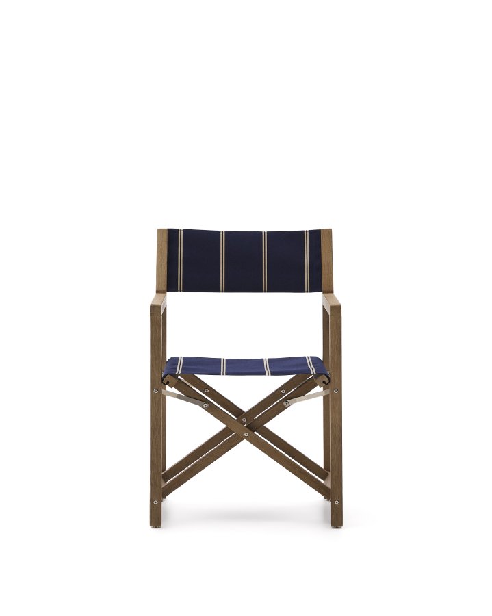 KAVE HOME Vilara bl og beige stripete utendrs klappstol laget av FSC 100 % heltre akasie