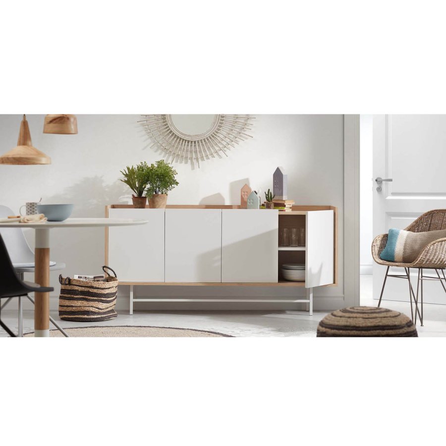 KAVE HOME Charley spisestol - natur/gr rotting/metall, med armlener 