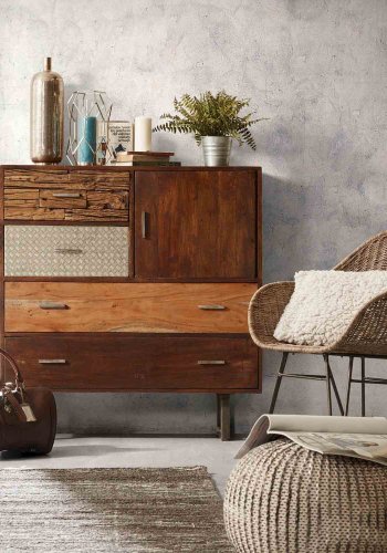 KAVE HOME Charley spisestol - natur/gr rotting/metall, med armlener 