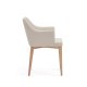 KAVE HOME Croft spisebordsstol, med armlener - beige chenillestoff og naturlig asketre