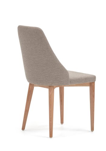 KAVE HOME Rosie spisestuestol - brunt chenillestoff og naturlig ask