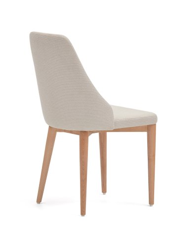 KAVE HOME Rosie spisebordstol - beige chenillestoff og naturlig ask